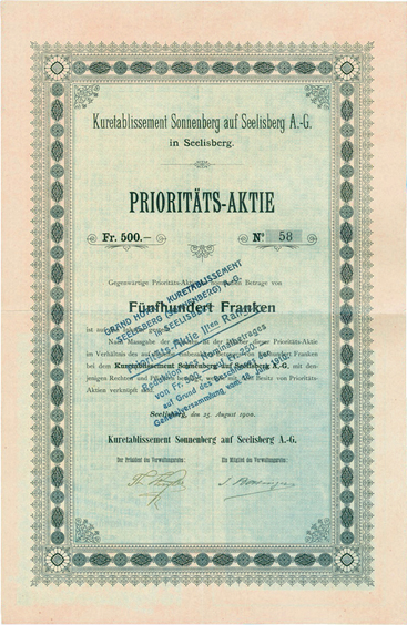 «Kuretablissement Sonnenberg auf Seelisberg A.-G., Seelisberg 1900»
